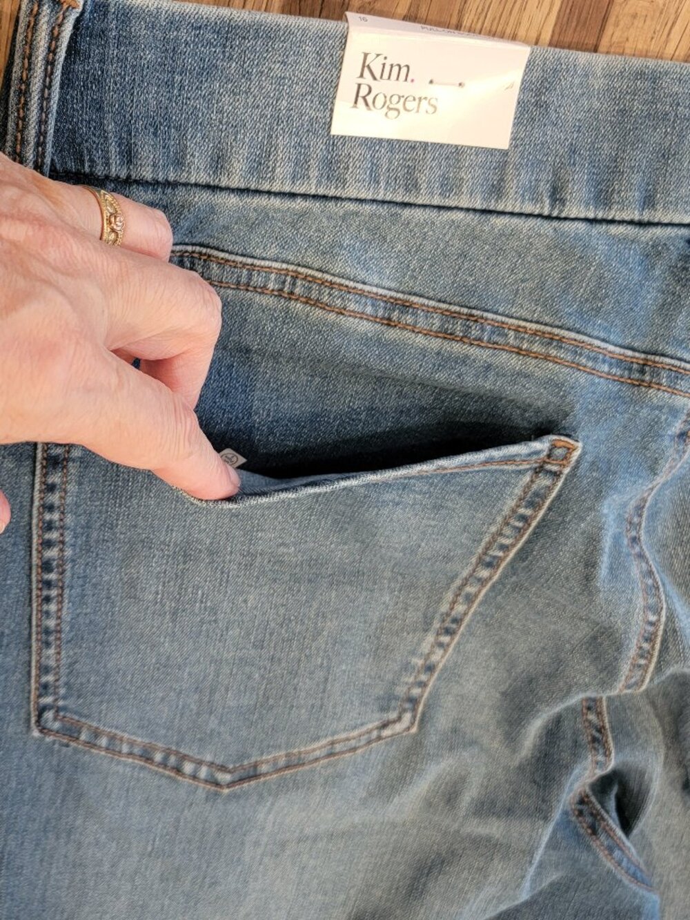 Kim Rogers Pull On Bootcut Tummy Control Herrin Wash Blue Jeans - Picture 4 of 11